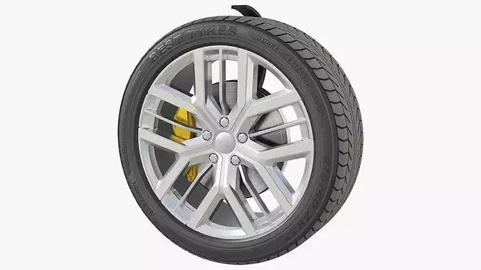 Multi Spoke Aluminum Wheel Tyre 3D model