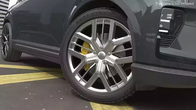 Multi Spoke Aluminum Wheel Tyre 3D model 2