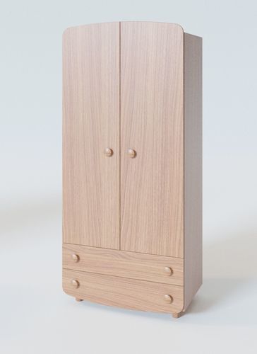 Wardrobe wooden with two drawers 3D model
