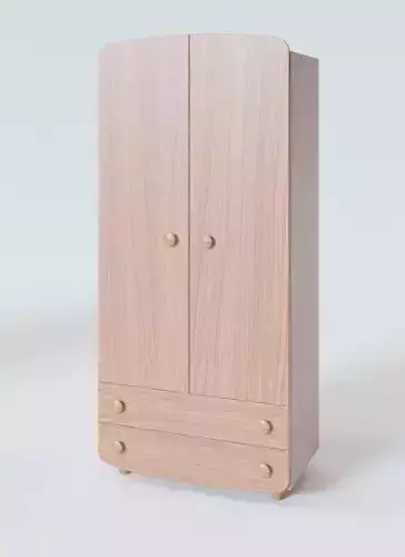 Wardrobe wooden with two drawers 3D model