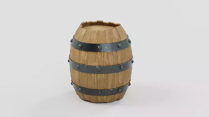 Medieval Wooden Barrel 02 - Game Ready