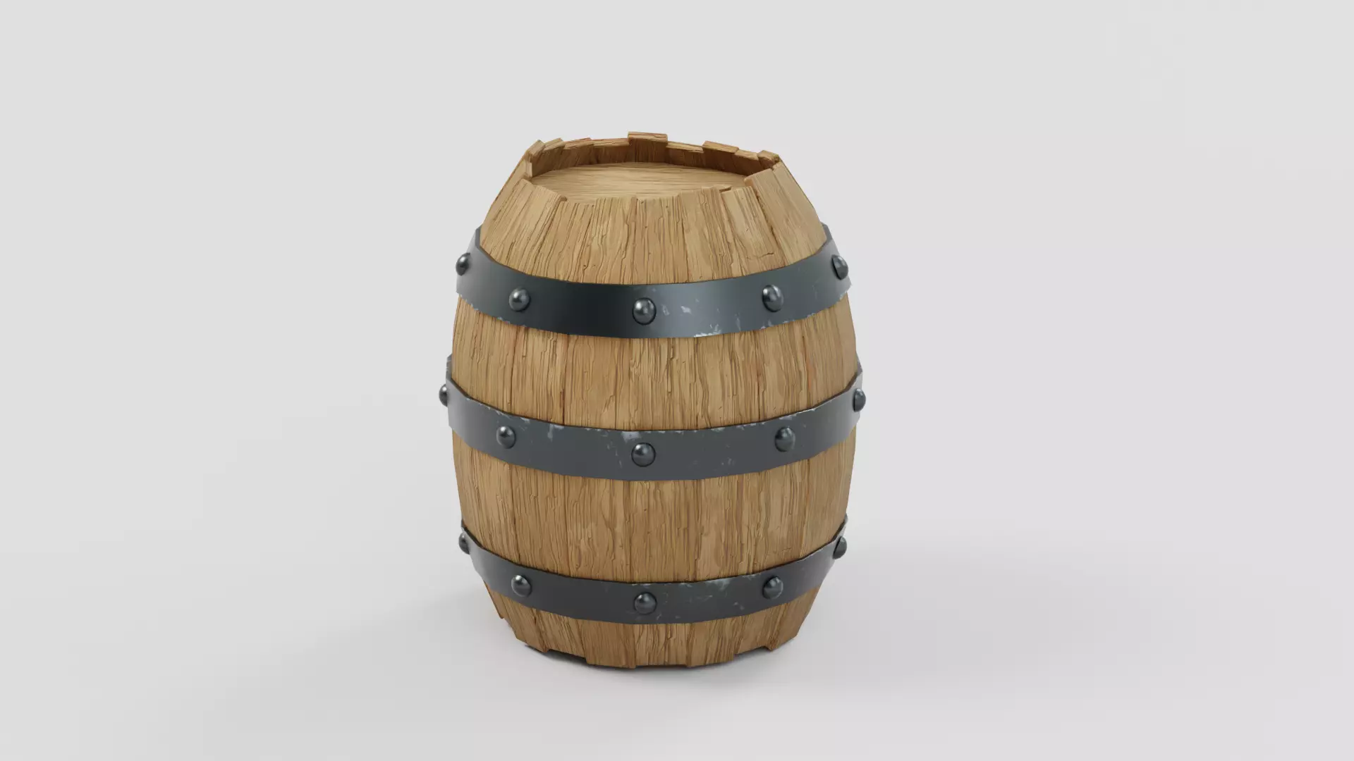 Medieval Wooden Barrel 02 - Game Ready 3D model
