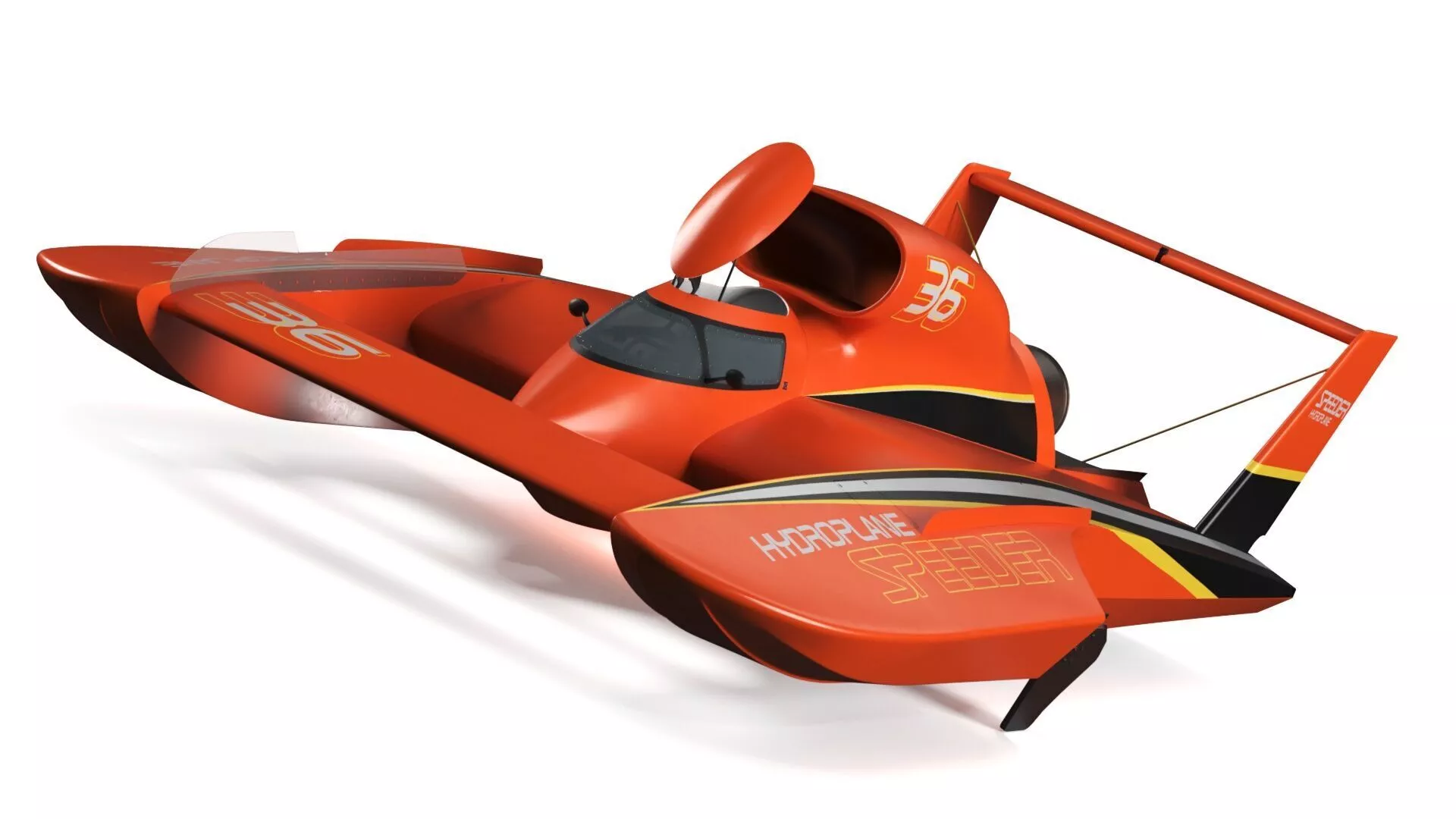 Racing Hydroplane Boat Orange Rigged 3D model
