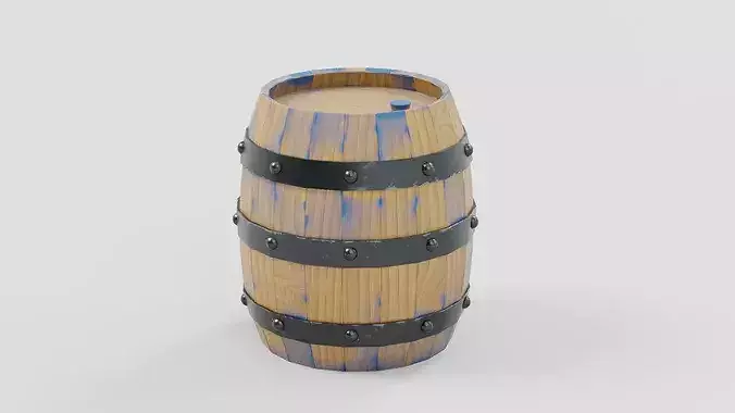 Medieval Wooden Barrel 03 - Game Ready