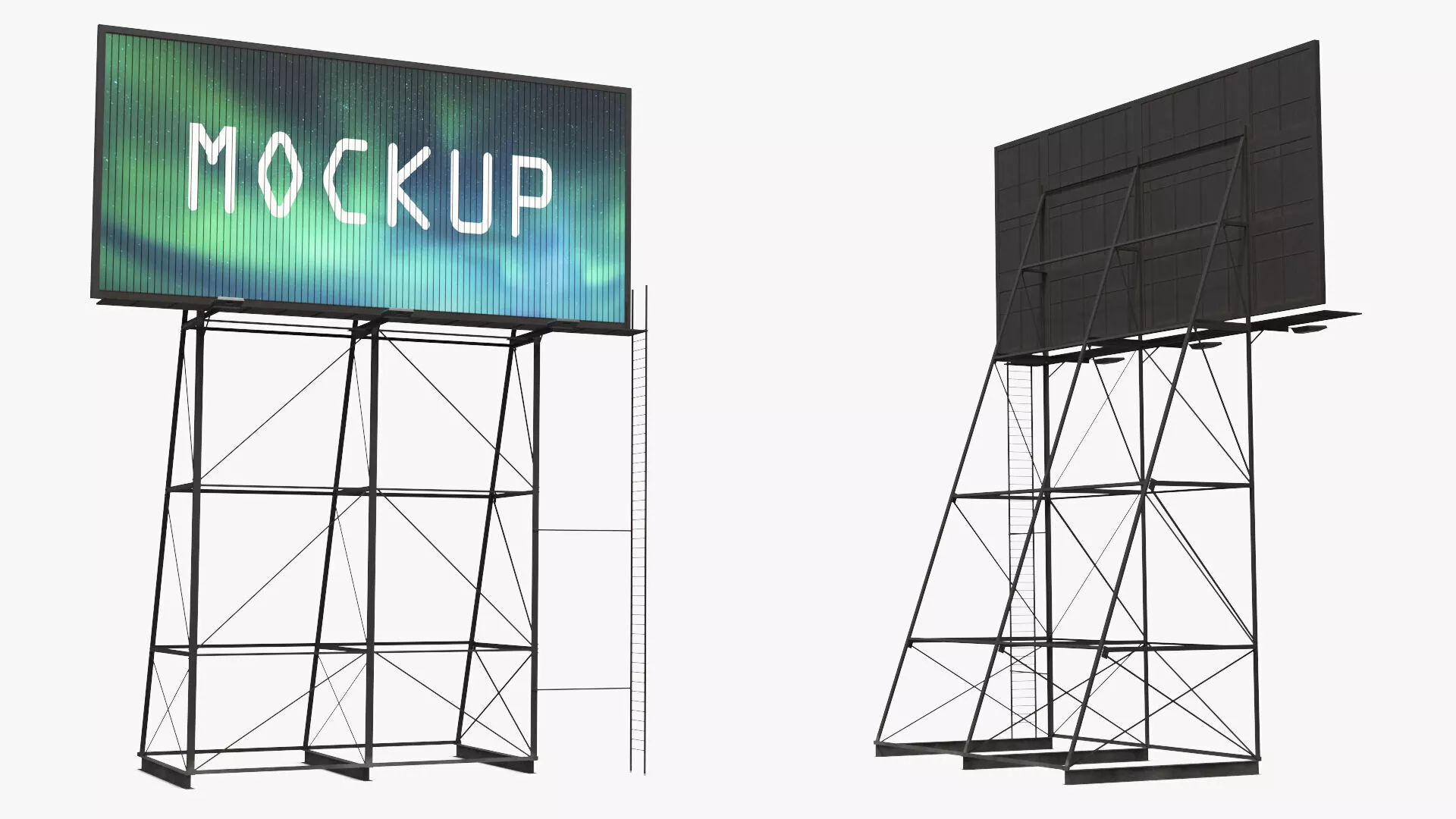 Mockup Trivision Billboard Support Frame Rigged for Maya 3D model