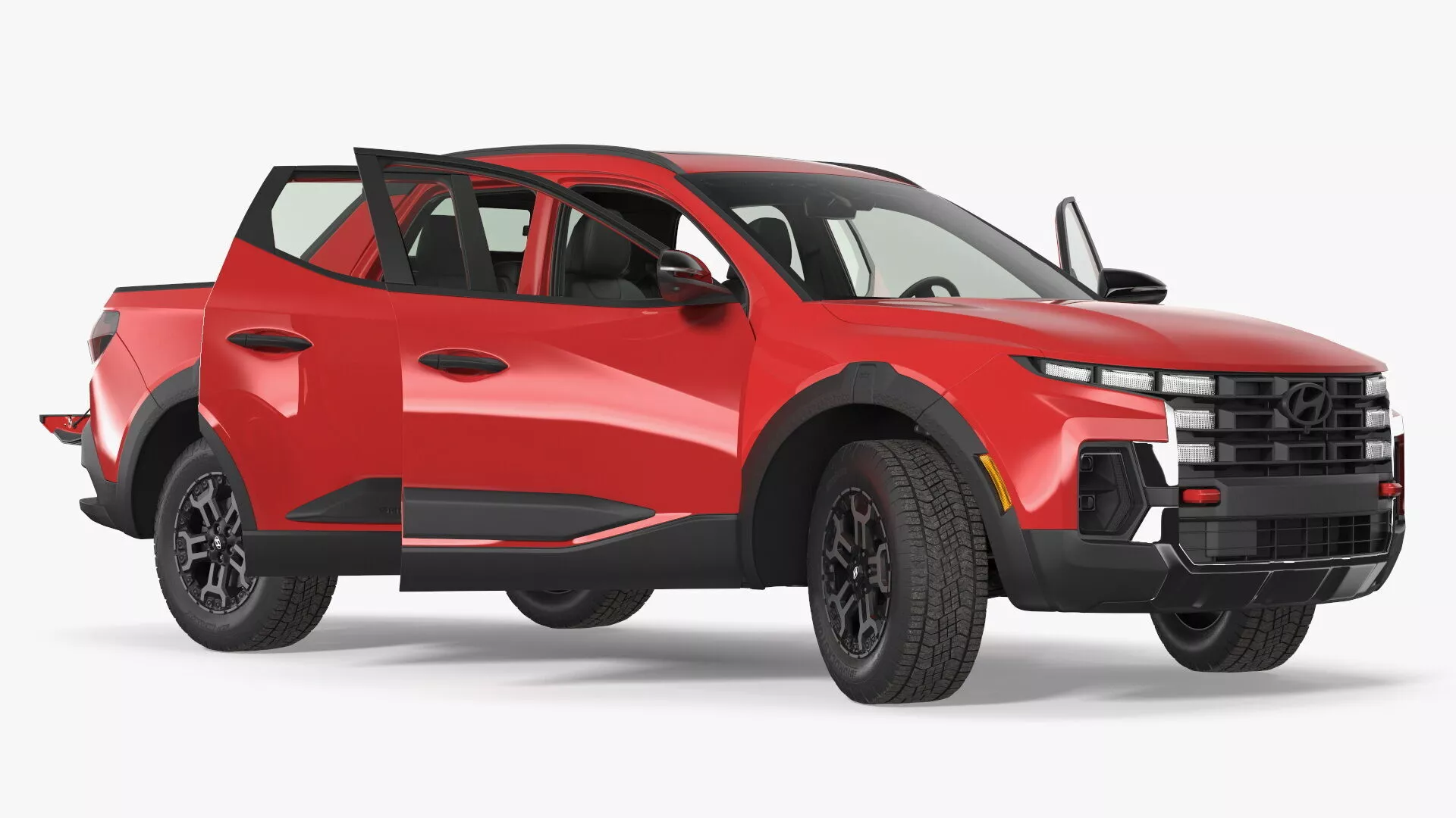 Vehicle Pickup Hyundai Santa Cruz Red Rigged 3D model
