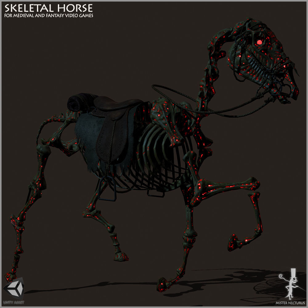 Skeletal Horse Light Version Low-poly 3D model_2