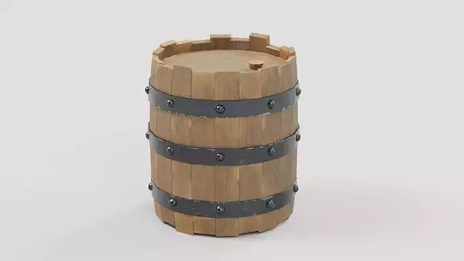 Medieval Wooden Barrel 05 - Game Ready