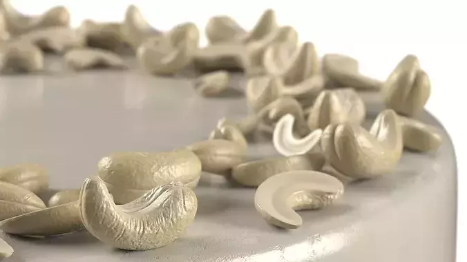 Dessert Frosted Cake with Cashew Kernel Ring Beige 3D model 4