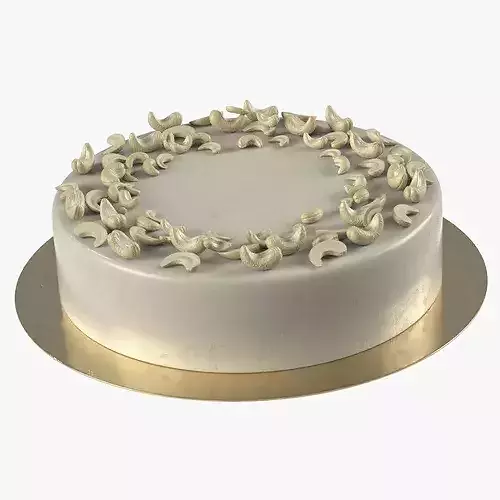 Dessert Frosted Cake with Cashew Kernel Ring Beige 3D model