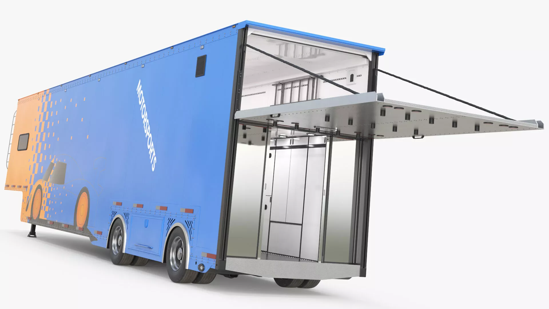 Featherlite 53 Race Transporter Transport with Interior Rigged 3D model