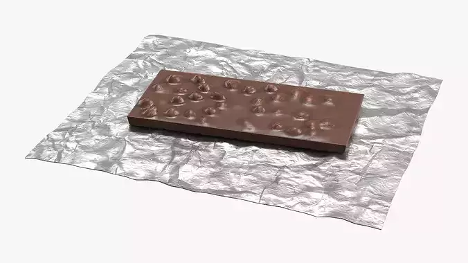 Chocolate Nut Bar on Foil Sheet Brown 3D model