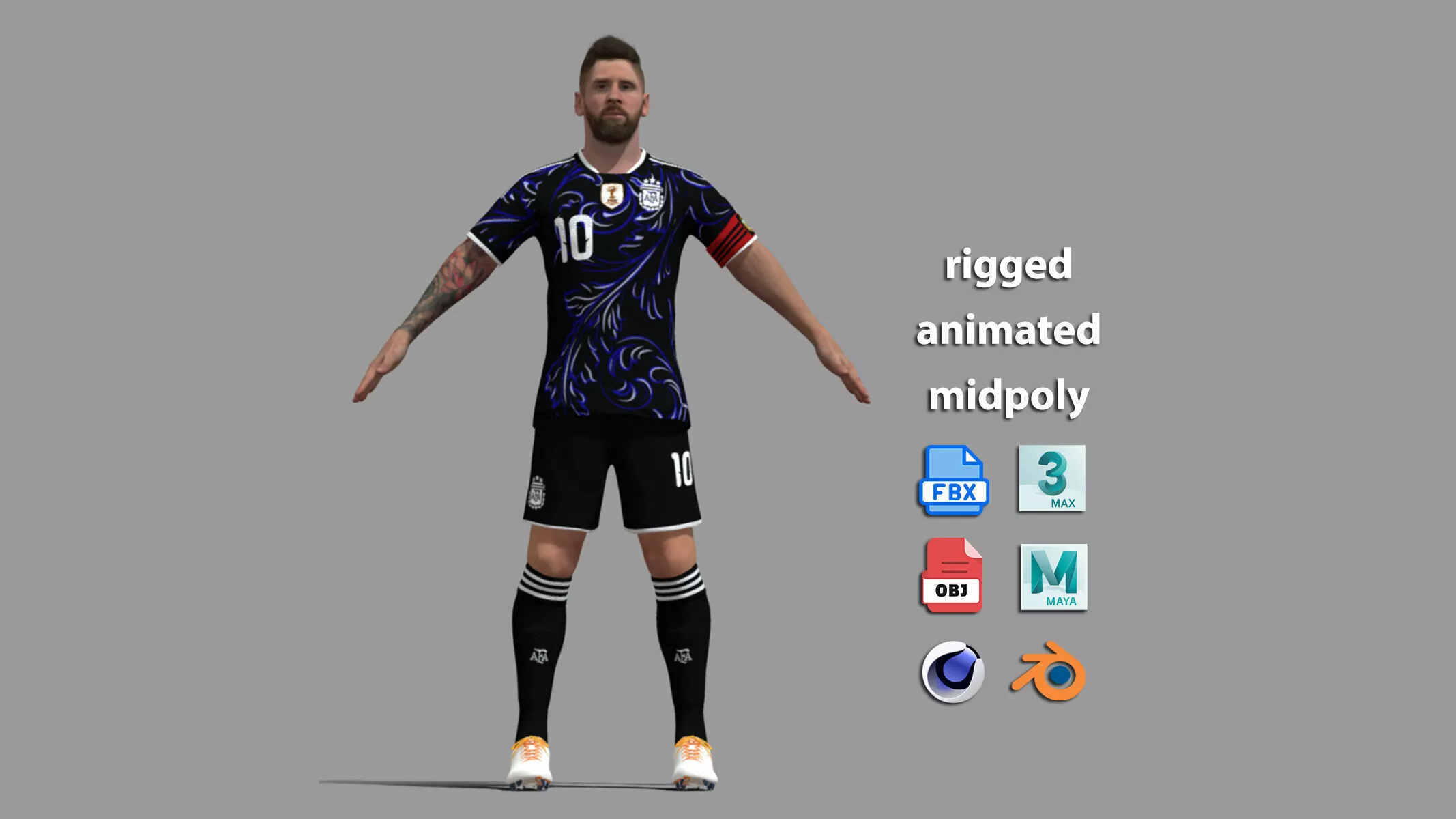 A-Pose Rigged Messi Worldcup 2026 3d model 3D model