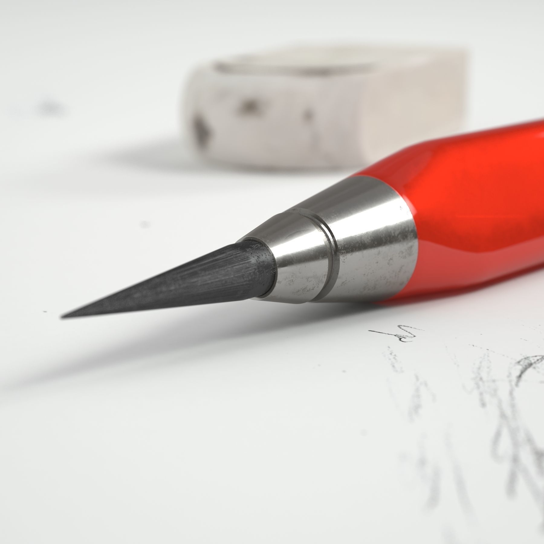 HD Graphite Pencil 3D model_2