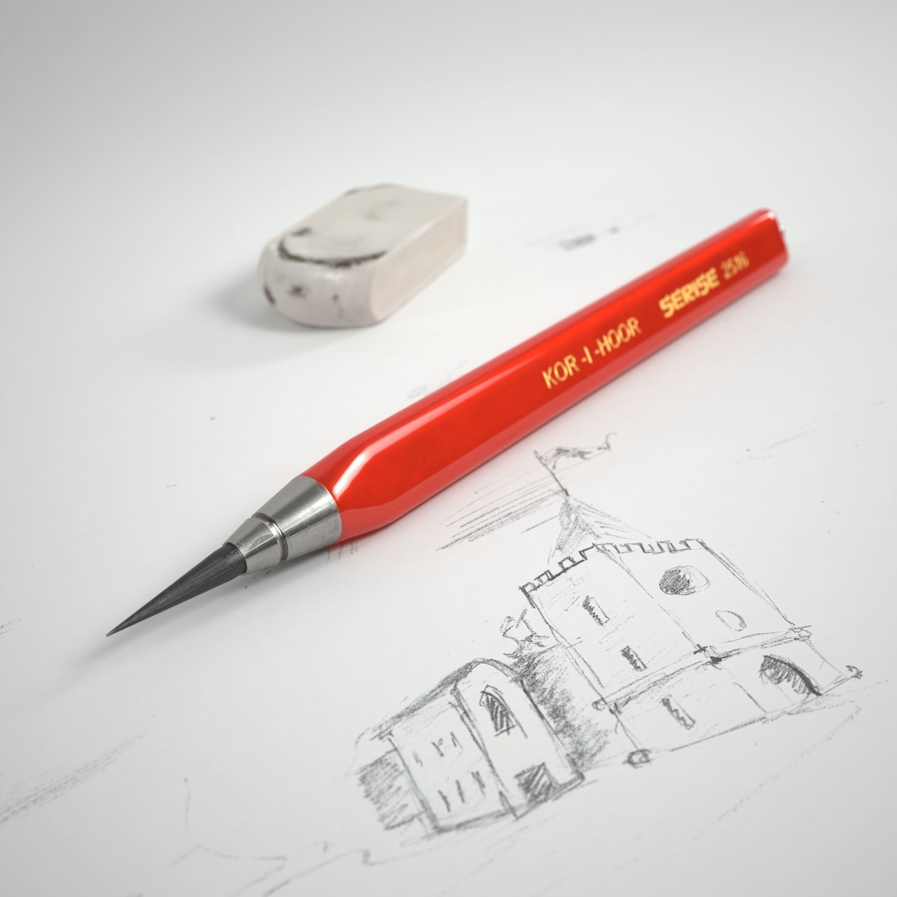 HD Graphite Pencil 3D model_1