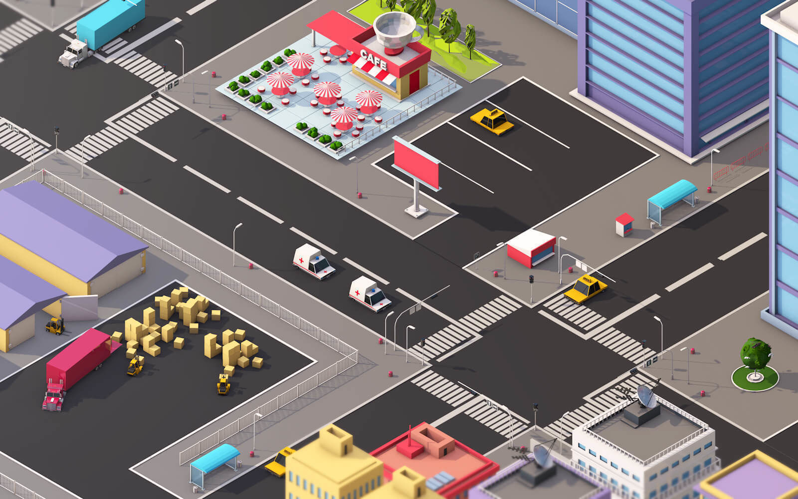 Ultimate Low Poly Megapolis City Pack 3D model_4