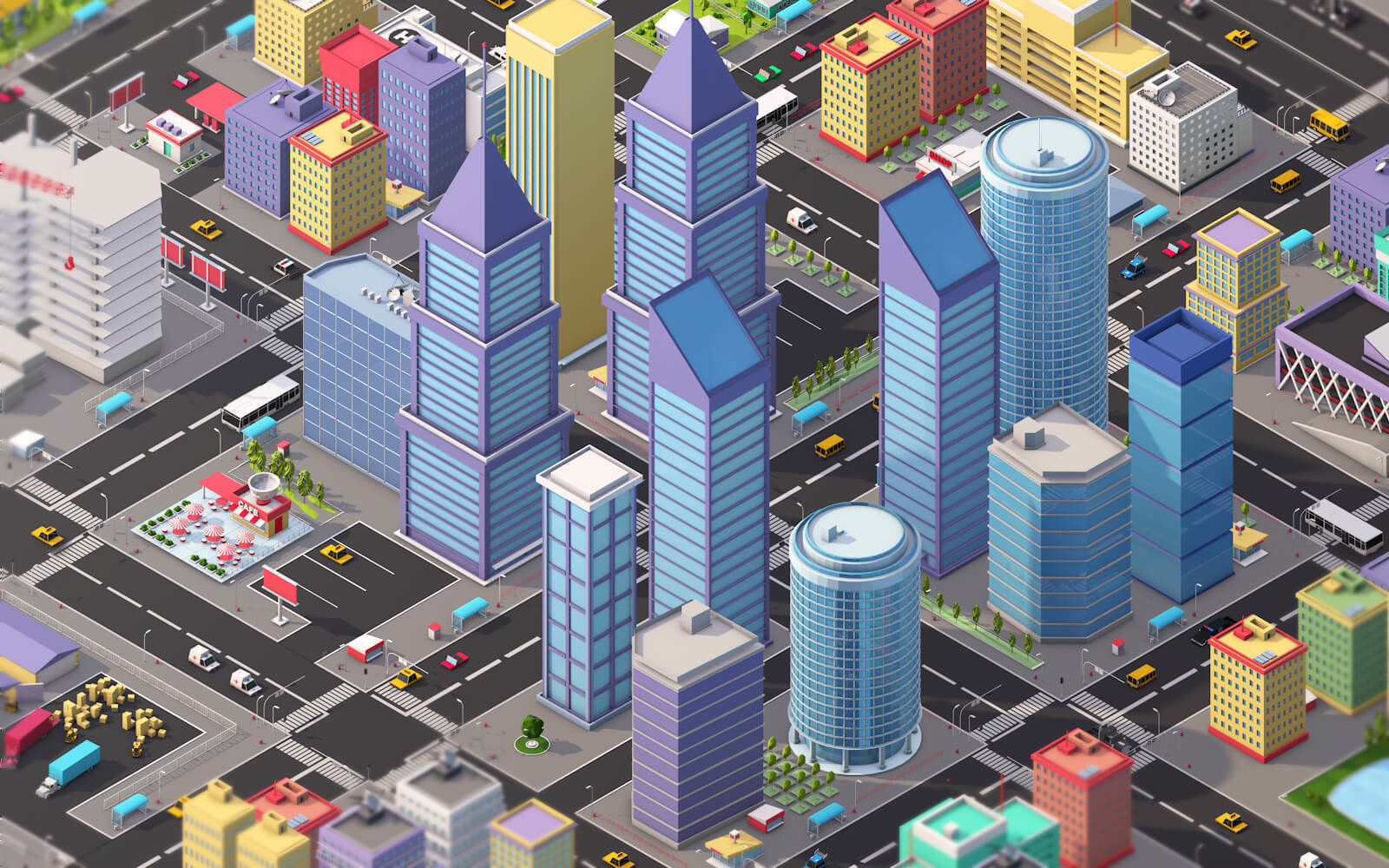 Ultimate Low Poly Megapolis City Pack 3D model_2