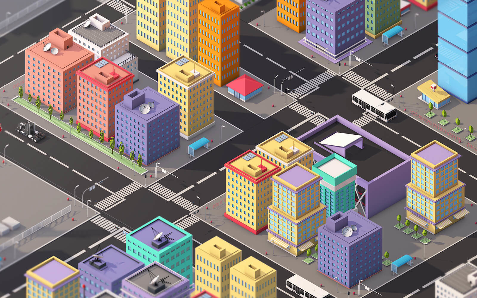 Ultimate Low Poly Megapolis City Pack 3D model_3
