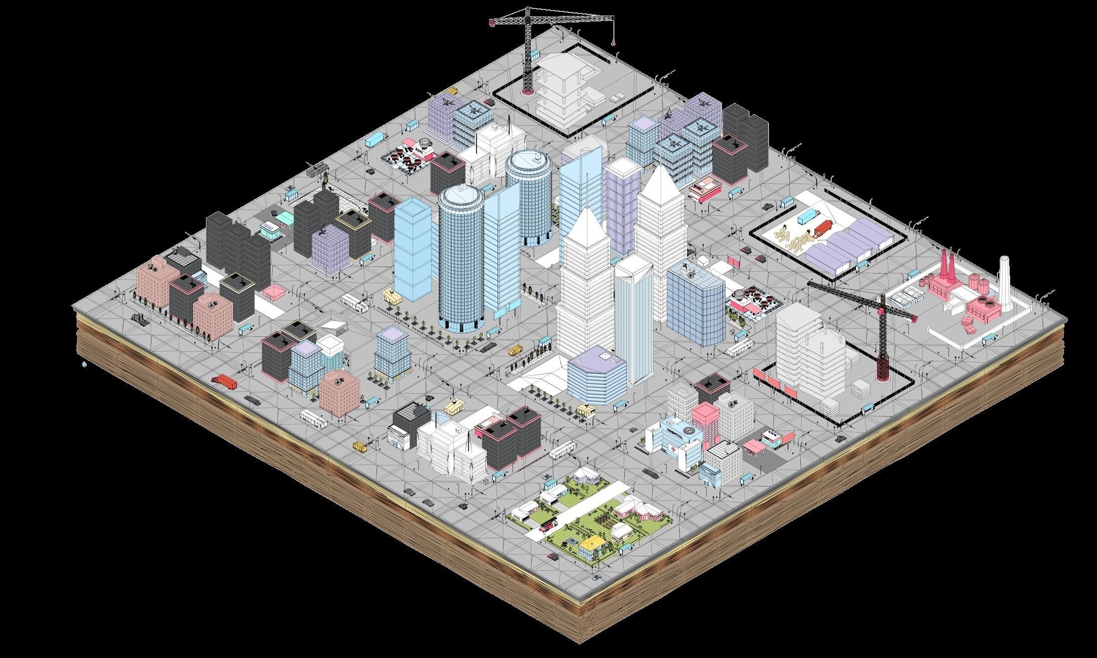 Ultimate Low Poly Megapolis City Pack 3D model_9