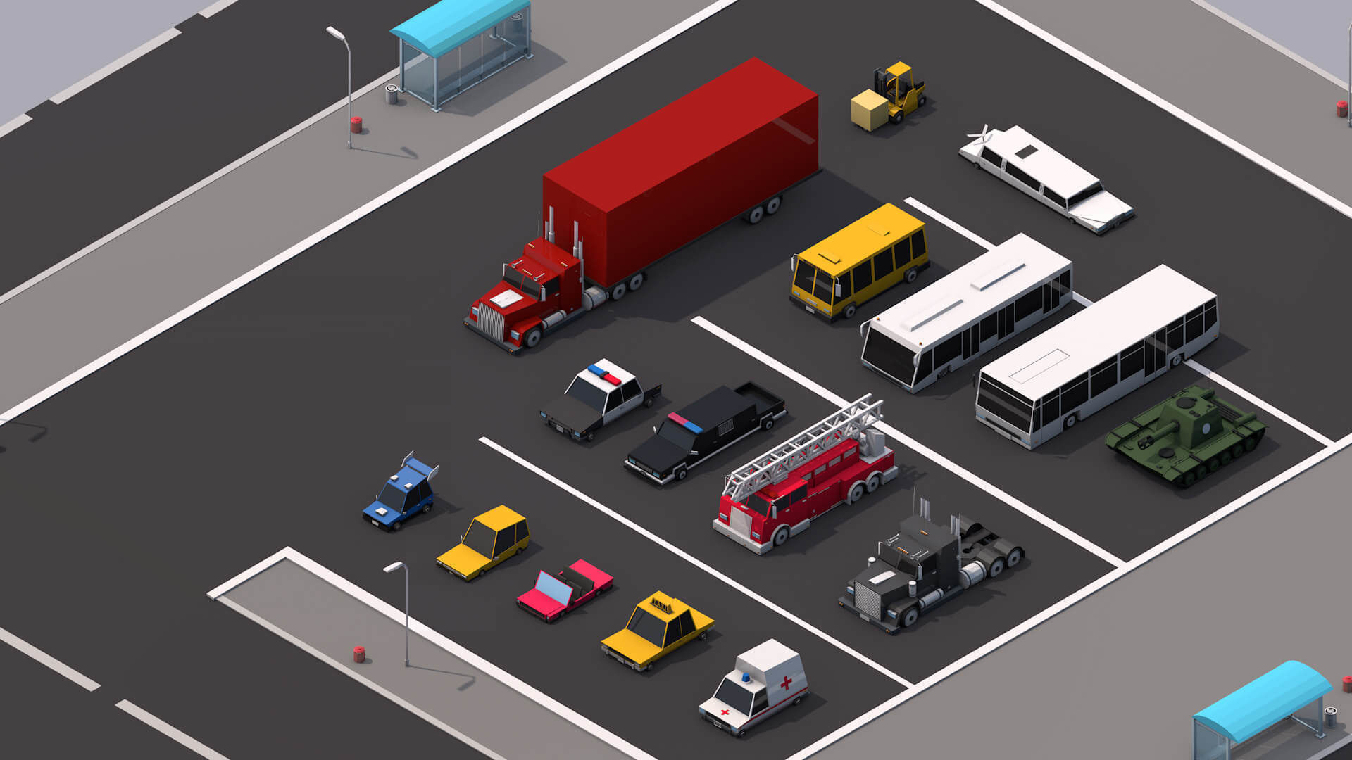 Ultimate Low Poly Megapolis City Pack 3D model_8