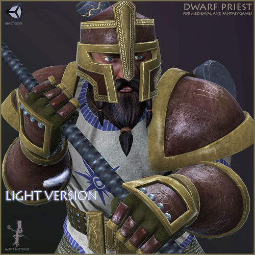 Dwarf Paladin Light Vershion Low-poly 3D model