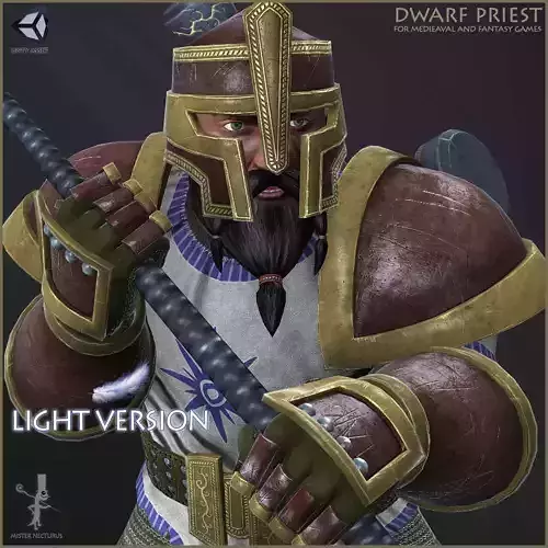 Dwarf Paladin Light Vershion Low-poly 3D model