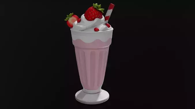 Food Smoothies  Milkshakes Strawberry Milkshake 3D print model 2