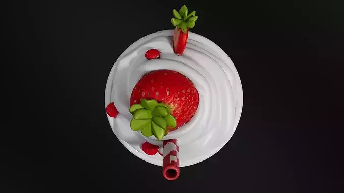 Food Smoothies  Milkshakes Strawberry Milkshake 3D print model 6