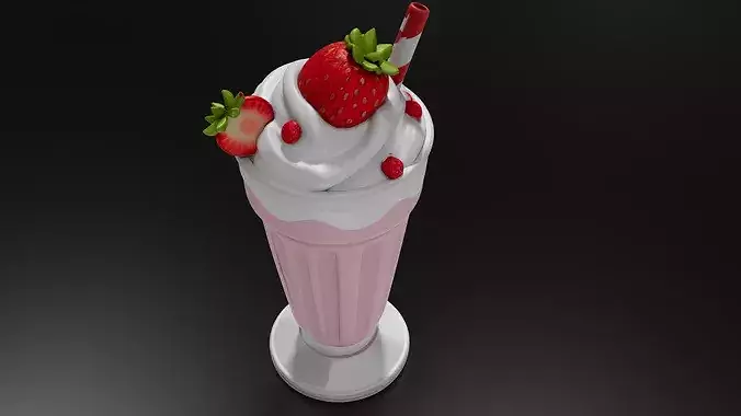 Food Smoothies  Milkshakes Strawberry Milkshake 3D print model 5