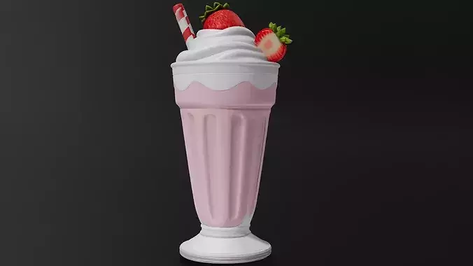 Food Smoothies  Milkshakes Strawberry Milkshake 3D print model 4