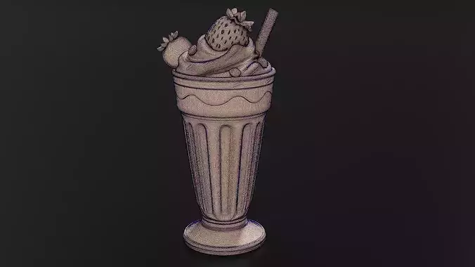 Food Smoothies  Milkshakes Strawberry Milkshake 3D print model 7