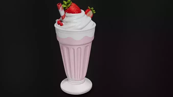 Food Smoothies  Milkshakes Strawberry Milkshake 3D print model 3