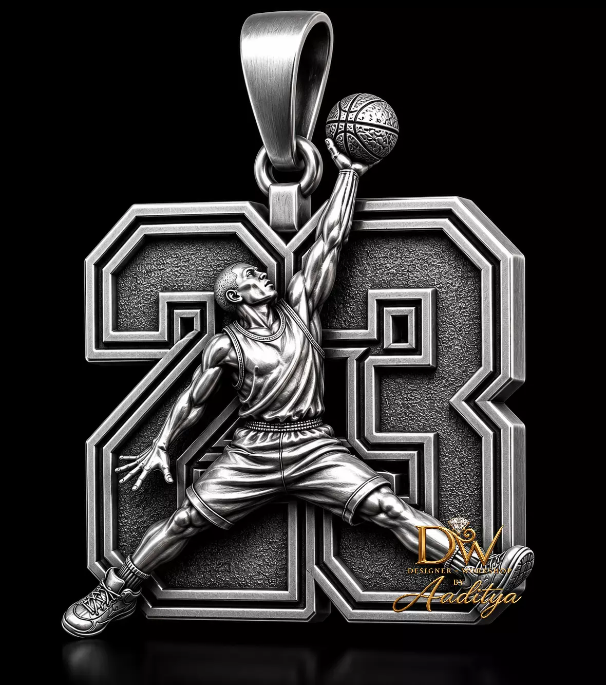 Michael Jordan 23 Basketball Pendant 3D print model