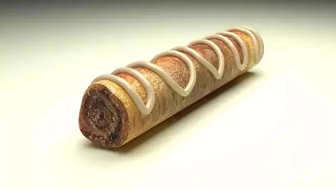 Cinnamon Swirl French Toast Roll Up 3D model 7