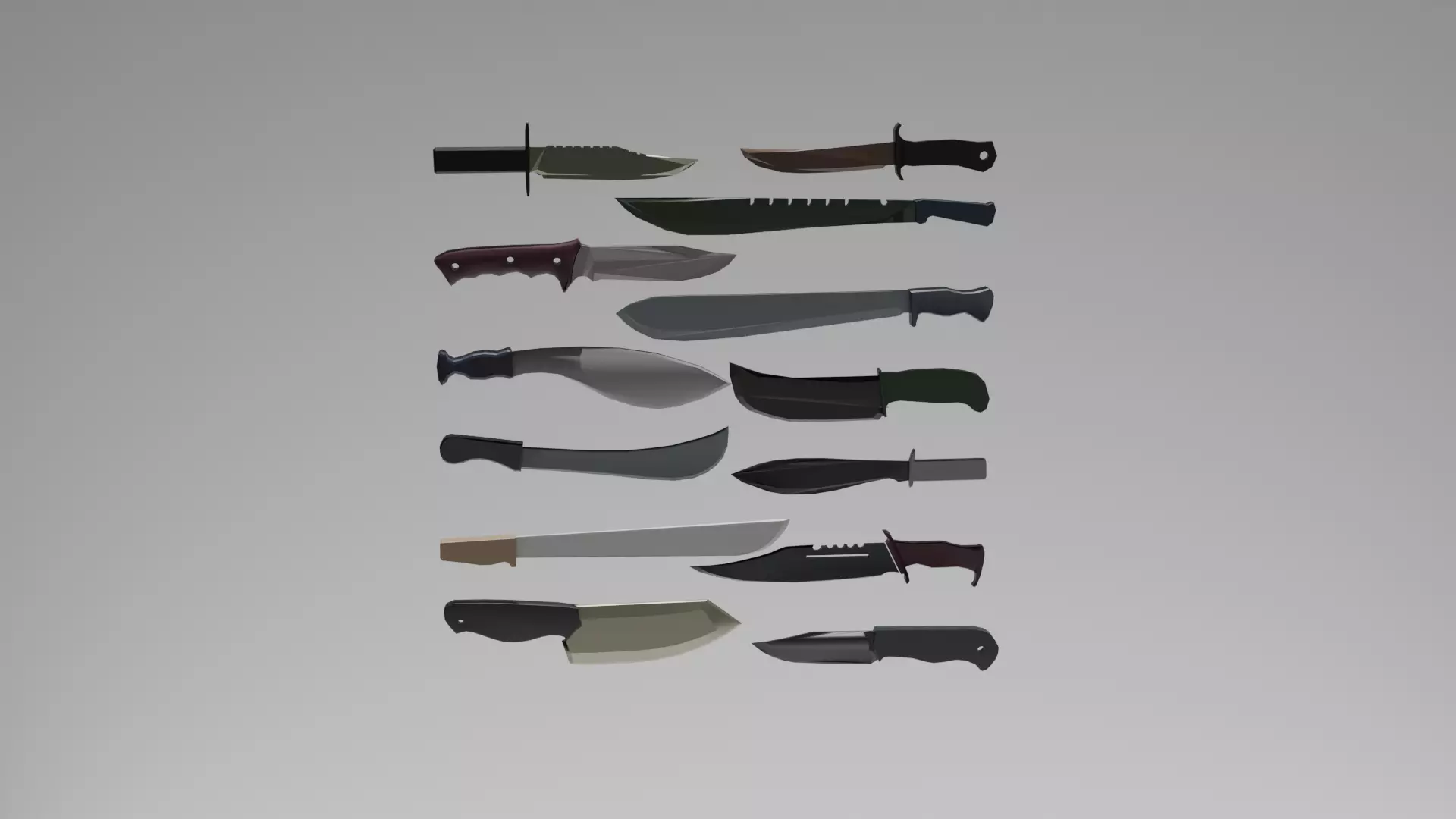 Low poly knife set Free 3D model