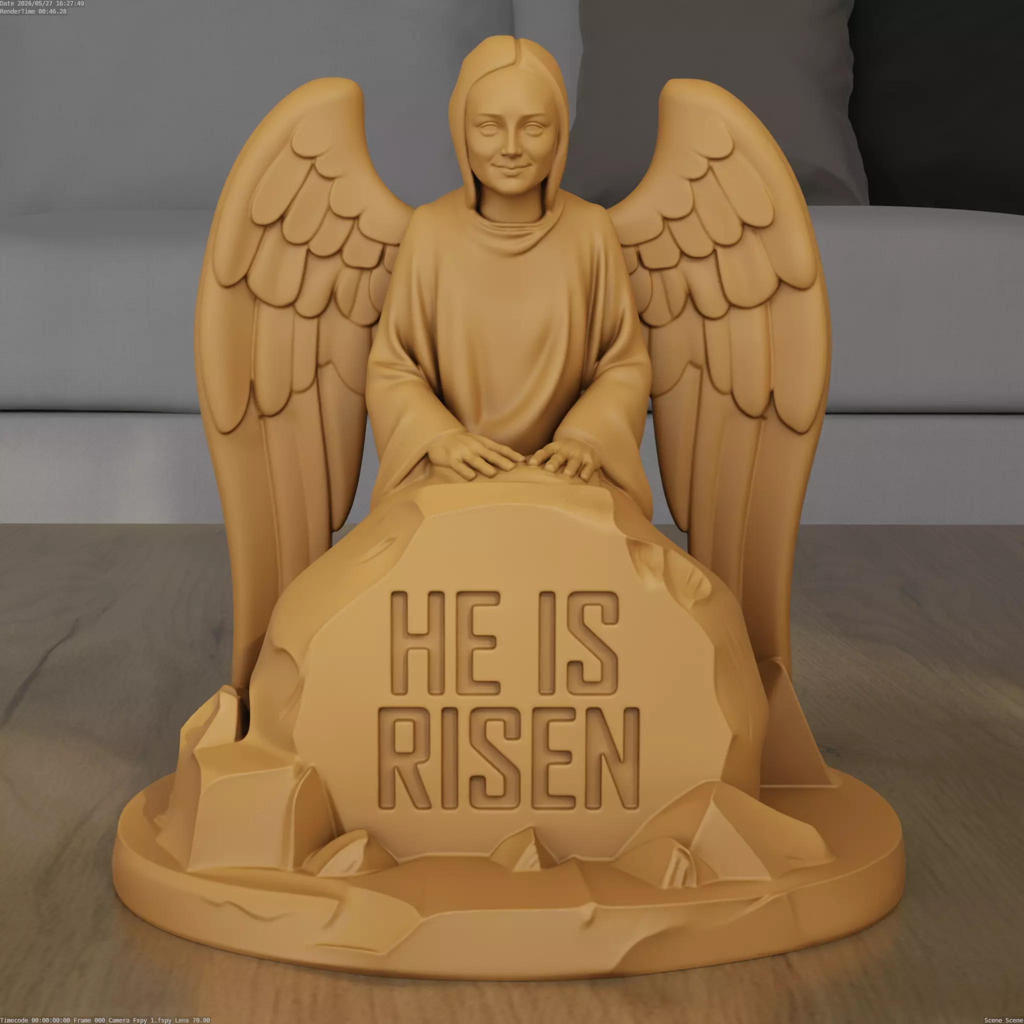 3D Print Angel He Is Risen Easter Statue STL File 3D print model
