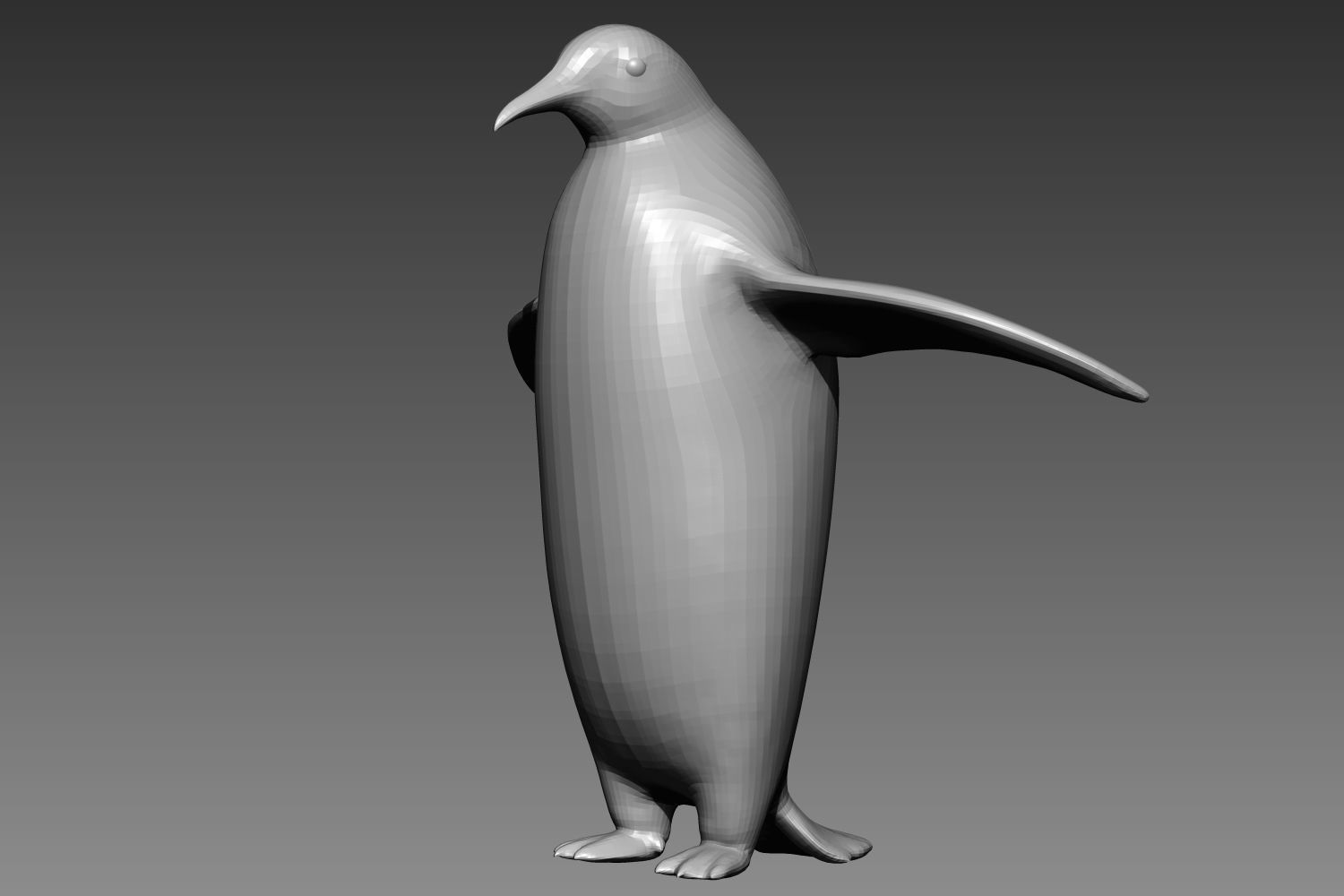 Penguin base mesh for Zbrush 3D model_1