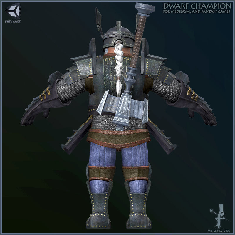 Dwarves Warriors Light Version Low-poly 3D model_12