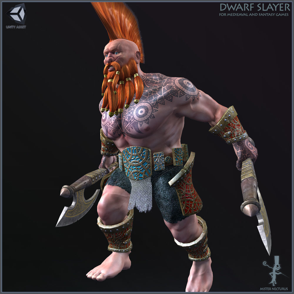 Dwarves Warriors Light Version Low-poly 3D model_38