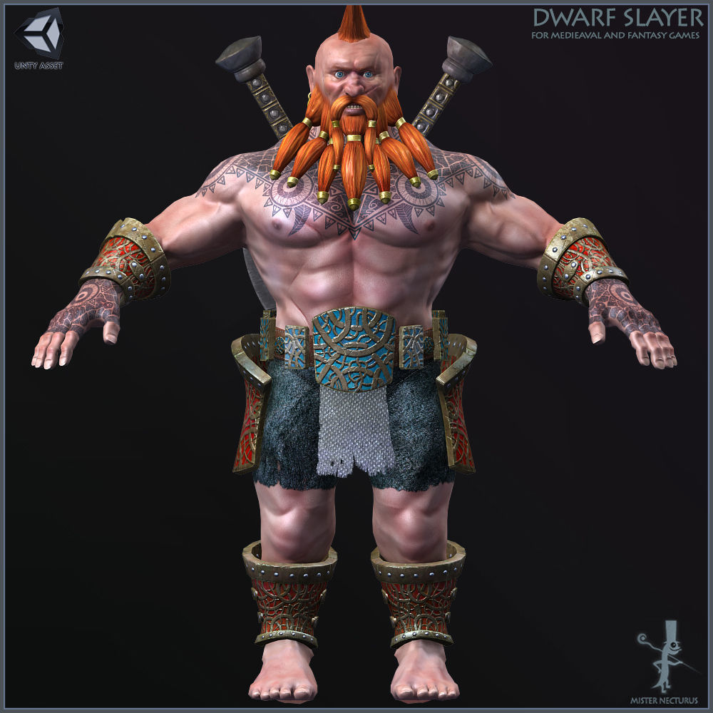 Dwarves Warriors Light Version Low-poly 3D model_39