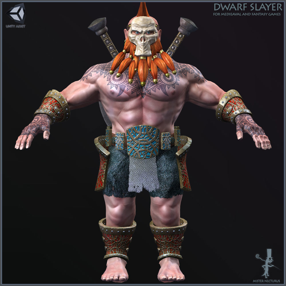 Dwarves Warriors Light Version Low-poly 3D model_40
