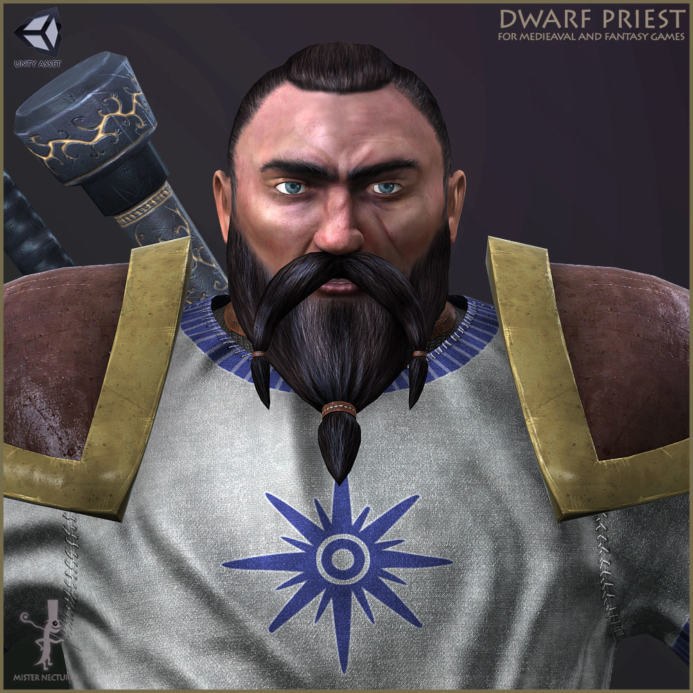 Dwarves Warriors Light Version Low-poly 3D model_7