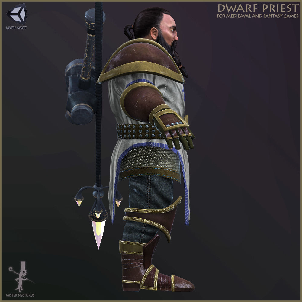 Dwarves Warriors Light Version Low-poly 3D model_3