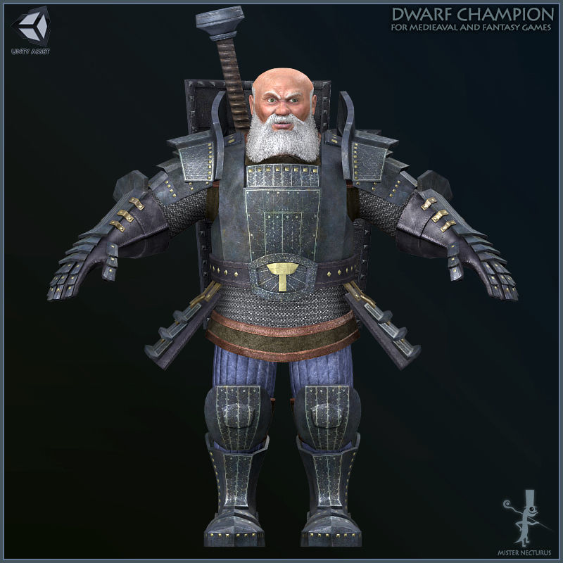 Dwarves Warriors Light Version Low-poly 3D model_13