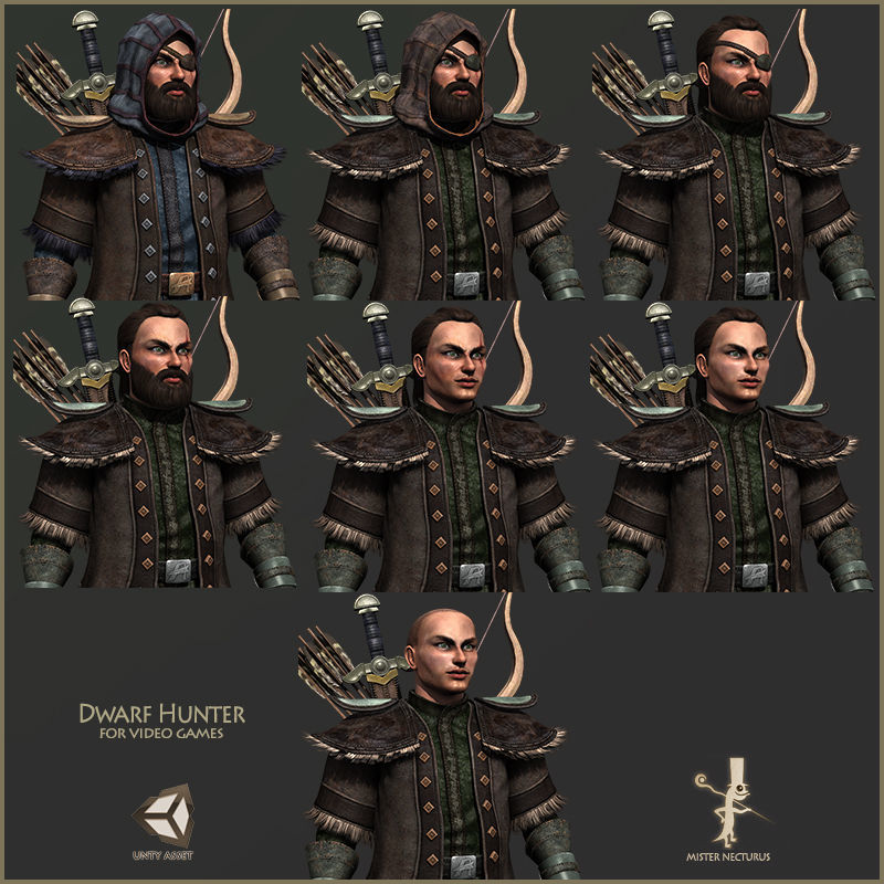 Dwarves Warriors Light Version Low-poly 3D model_17