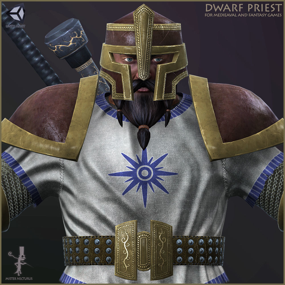 Dwarves Warriors Light Version Low-poly 3D model_6