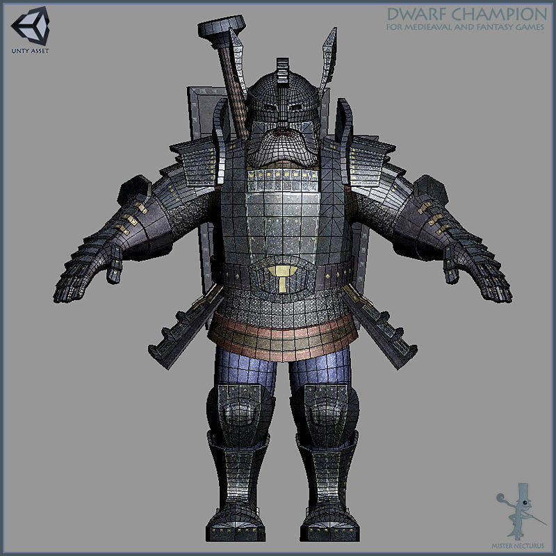 Dwarves Warriors Light Version Low-poly 3D model_14