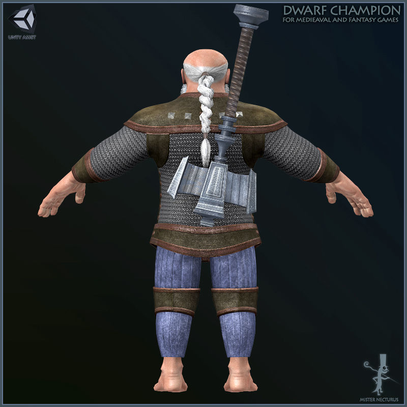 Dwarves Warriors Light Version Low-poly 3D model_11