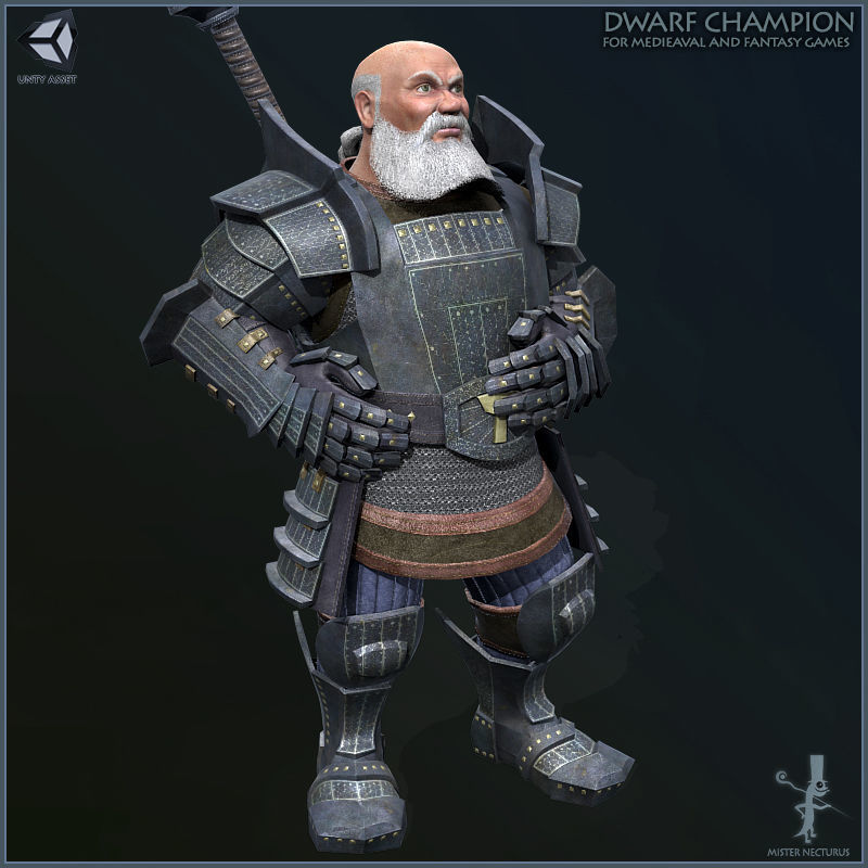 Dwarves Warriors Light Version Low-poly 3D model_10