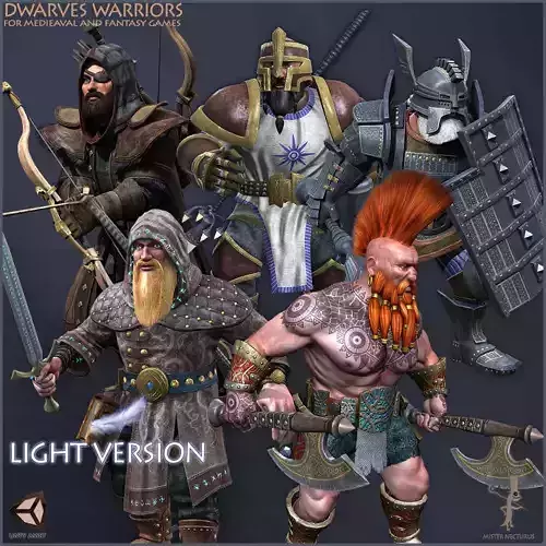 Dwarves Warriors Light Version Low-poly 3D model